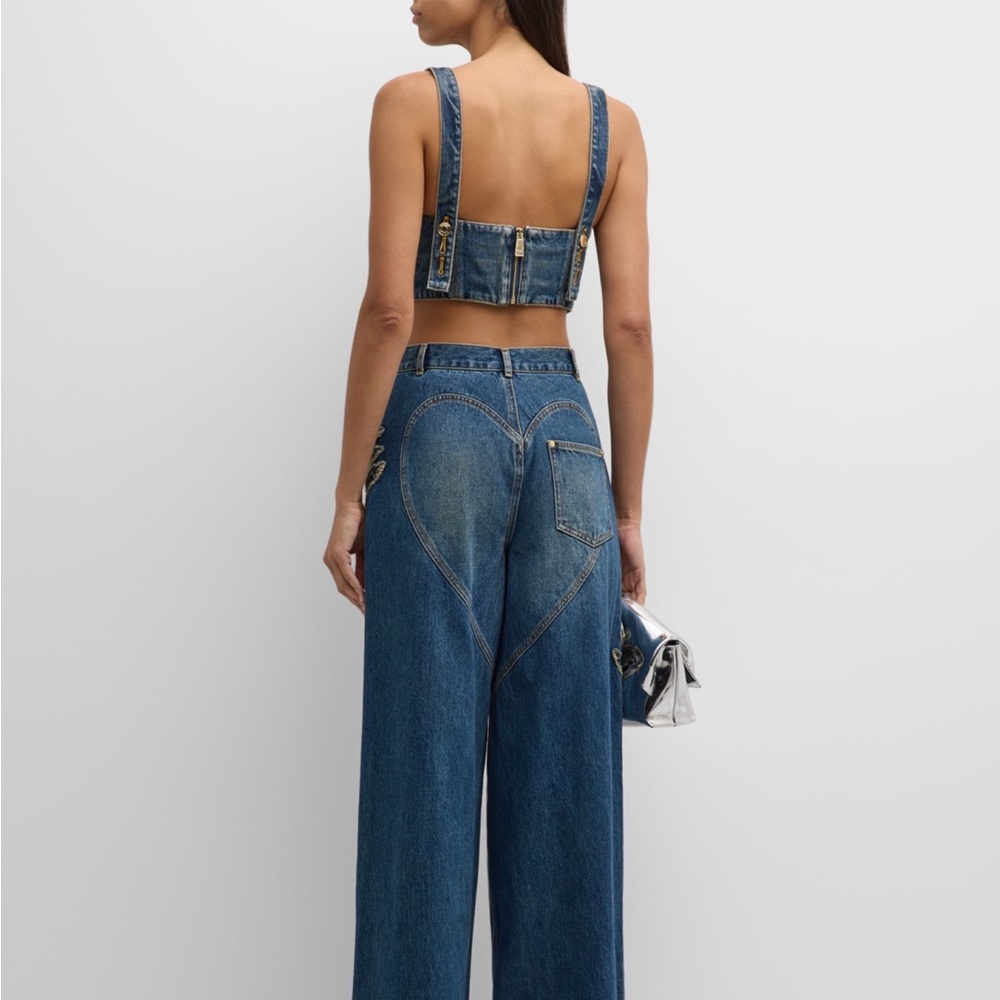New Authentic AREA Denim Bustier Top with Gold Accents Size 2 - Picture 10 of 15